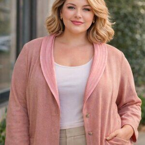 Vintage Donna Vinci Knit Blazer Pink Size 18 Textured Career Office Jacket